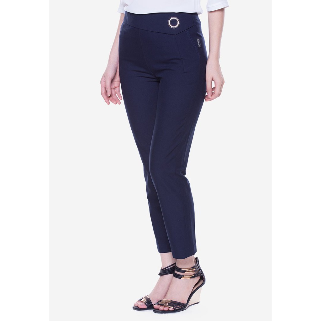 Quần ống côn tím than 2 biên khóa sườn cạp đột ô rê The One Fashion QL175TT5