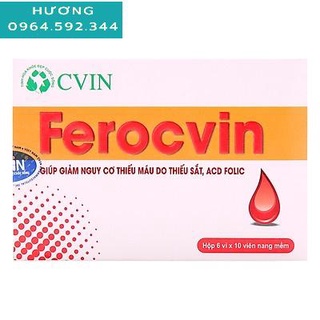 Sắt ferocvin - giúp giảm nguy cơ thiếu máu do thiếu sắt - hộp 60 viên