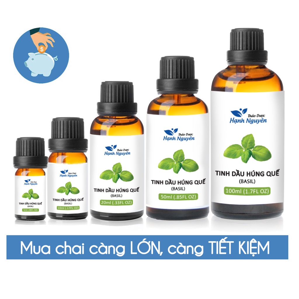 Tinh dầu Húng Quế 100ml, giảm đau đầu, cải thiện tuần hoàn máu, giúp ngủ ngon - Thảo dược Hạnh Nguyên