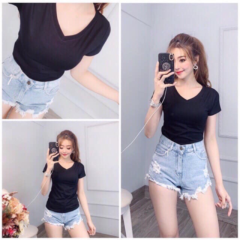 Áo body cổ tim chất cotton