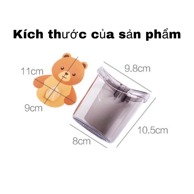 Cốc gấu dán tường chân không đựng bàn chải,kem đánh răng,vật dụng sinh hoạt cá nhân