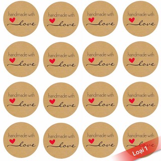 Tem dán handmade with love - sticker trang trí
