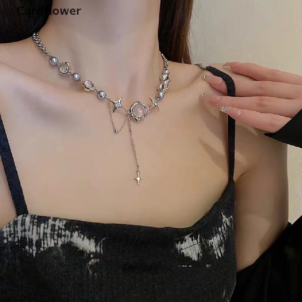 < Cardflower > Vòng Cổ Choker Dây Xích Hình Học Pha Lê Ngôi Sao Lấp Lánh Ánh Trăng Sáng Bóng Zircon Phong Cách Punk Hàn Quốc Làm Quà Tặng Cho Nữ Kỷ Niệm