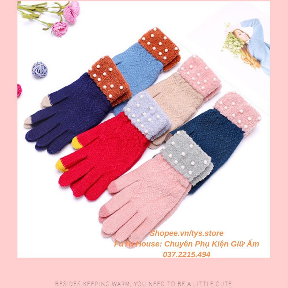 Găng tay len nữ giữ ấm thu đông phong cách Hàn Quốc cảm ứng mềm mại đáng yêu - FuYu House