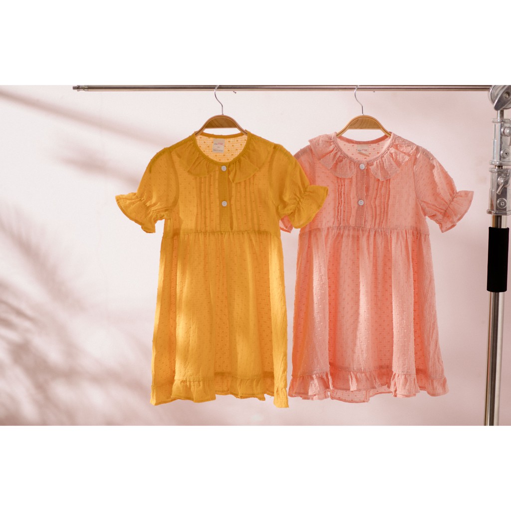 [LITTLE PINK] JENNY DRESS - Váy thô hạt cổ bèo bé gái