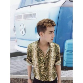 Sơ mi lụa họa tiết da rắn