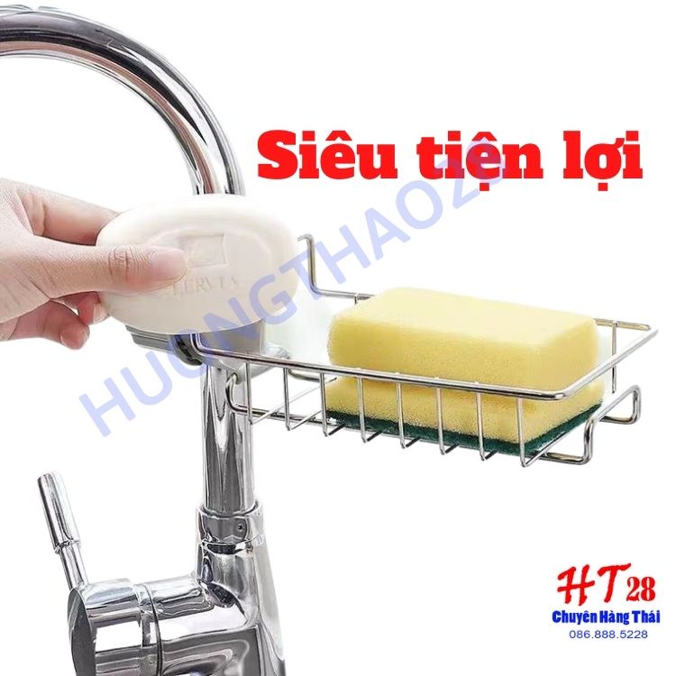 Giá để đồ rửa bát gắn vòi tiện lợi, kệ để đồ rửa chén đa năng giúp bồn rửa gọn gàng sạch sẽ