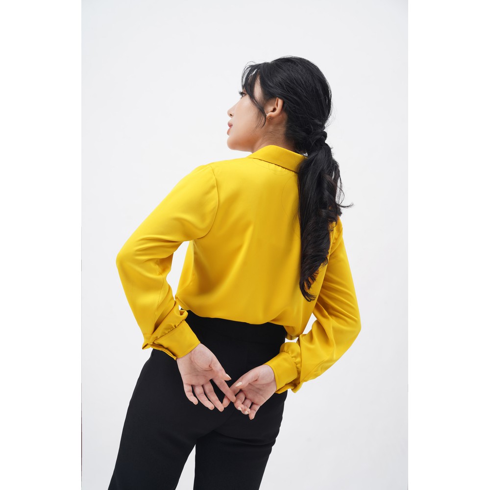 Áo sơ mi nữ công sở cơ bản vàng cổ đức lộ cúc - vàng sáng Jill Harriet