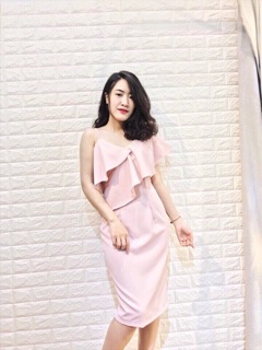 Ảnh thật Đầm lệch vai bèo