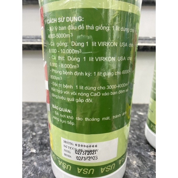 1L VIRKON USA sát khuẩn diệt khuẩn cực mạnh, cực nhanh tiêu diệt tảo tác nhân gây bệnh trên cá