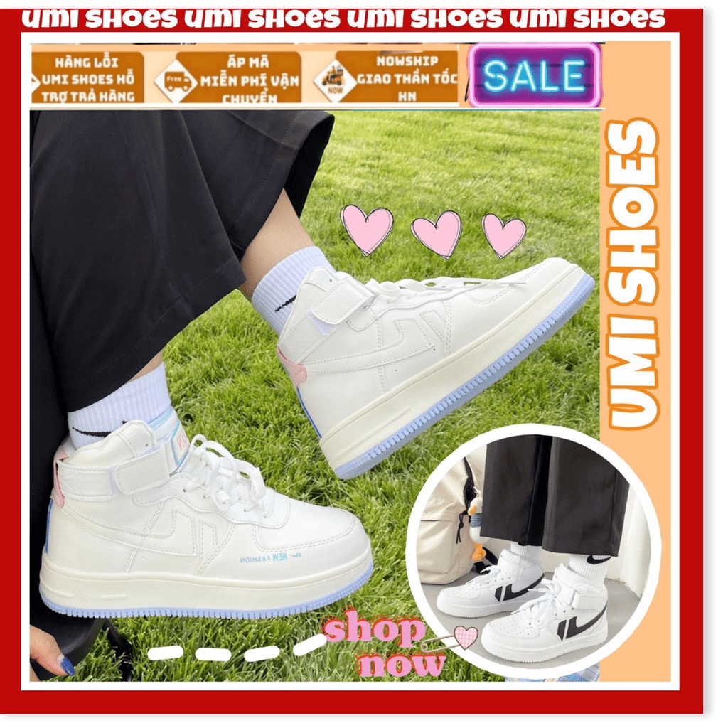 .: 𝗠𝗔𝗡𝗧𝗢 𝗦𝗜𝗠𝗣𝗟𝗘 :. Giày thể thao nữ cao cổ buộc dây đế cao 3cm basic mới hot phong cách retro ulzzang đẹp cá