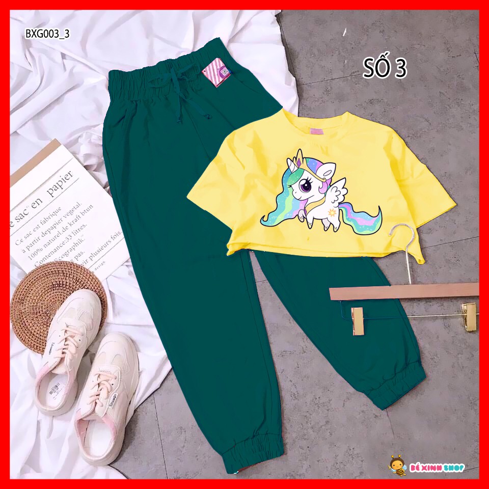 Set áo croptop quần jogger thể thao bé gái 2,3,4,5,6,7,8,9,10,11,12,13,14,15,16 tuổi.