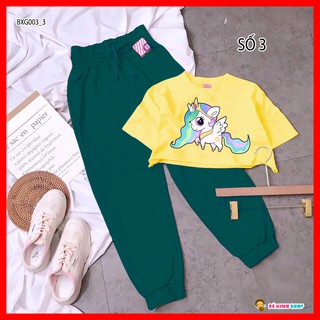 Set áo croptop quần jogger thể thao bé gái 2,3,4,5,6,7,8,9,10,11,12,13,14,15,16 tuổi.