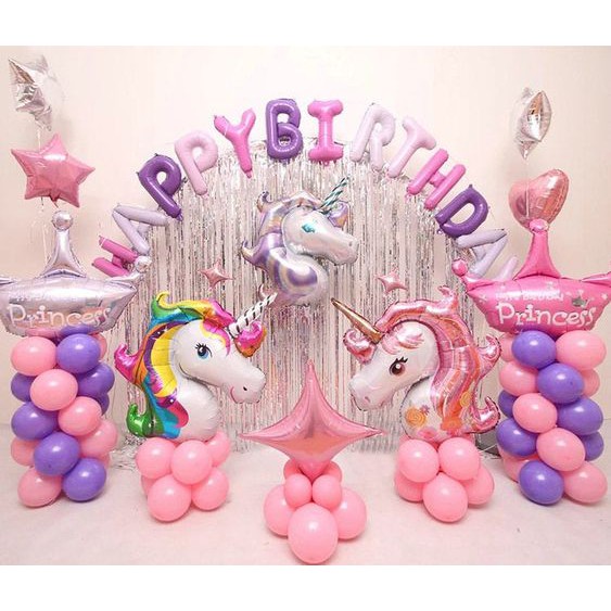 Bóng ngựa pony unicorn 4D nguyên con trang trí 80cm