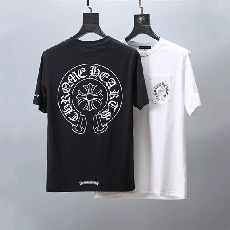 Áo thun cotton tay ngắn in hình Chrome Hearts cổ điển thời trang cho nam và nữ size M-XXL