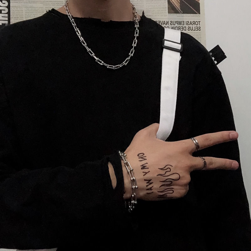 Vòng cổ/vòng tay kiểu chuỗi dây xích dày phong cách Harajuku cho nam nữ 229992
