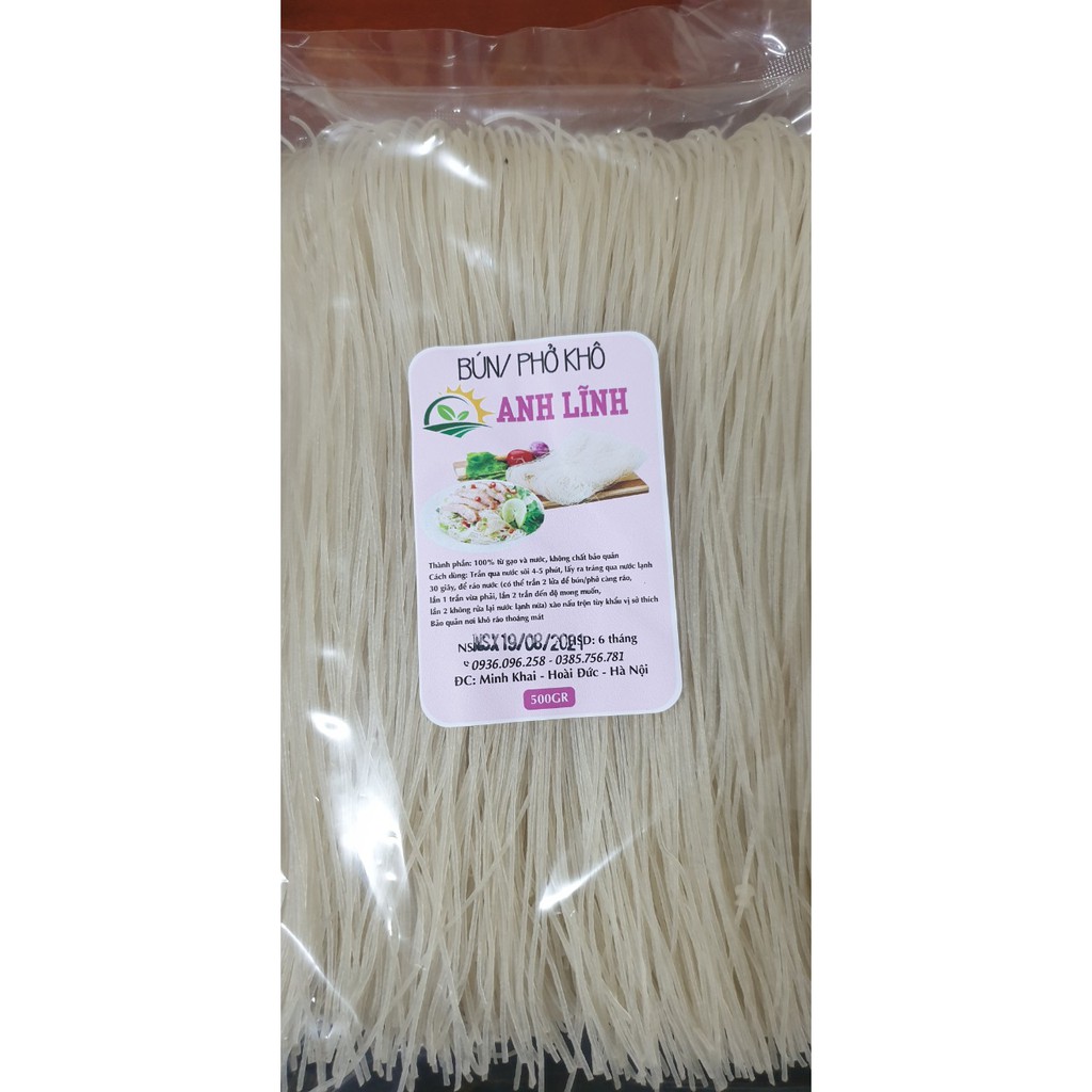 Gói 500g bún/phở khô gạo lứt đen/đỏ Hoàng Minh thực dưỡng-Thanh Dung