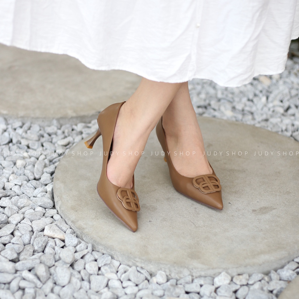 Giày Cao Gót Nữ- Giày Công Sở QBEL Da Mềm Mũi Nhọn 6p Thời Trang Full Box