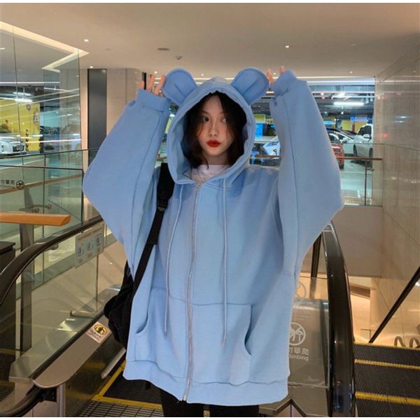 Áo Khoác Nỉ - Áo Khoác Thun Nỉ Ngoại Trơn Tai Thỏ Mền Mịn Thoáng Mát | BigBuy360 - bigbuy360.vn