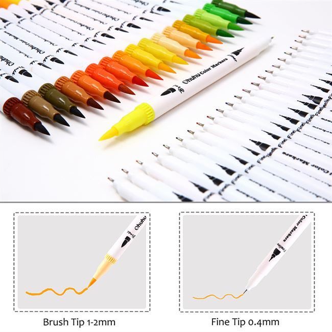 Dual brush pen DecorMe bút brush fineliner set 12 bút calligraphy phụ kiện văn phòng phẩm