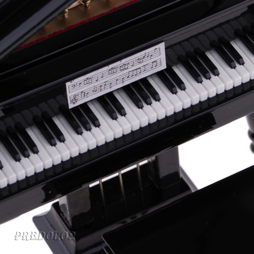 [Predolo2] Hộp Nhạc Hình Đàn Piano Trắng Tỉ Lệ 1 / 8 Trang Trí Nhà Búp Bê