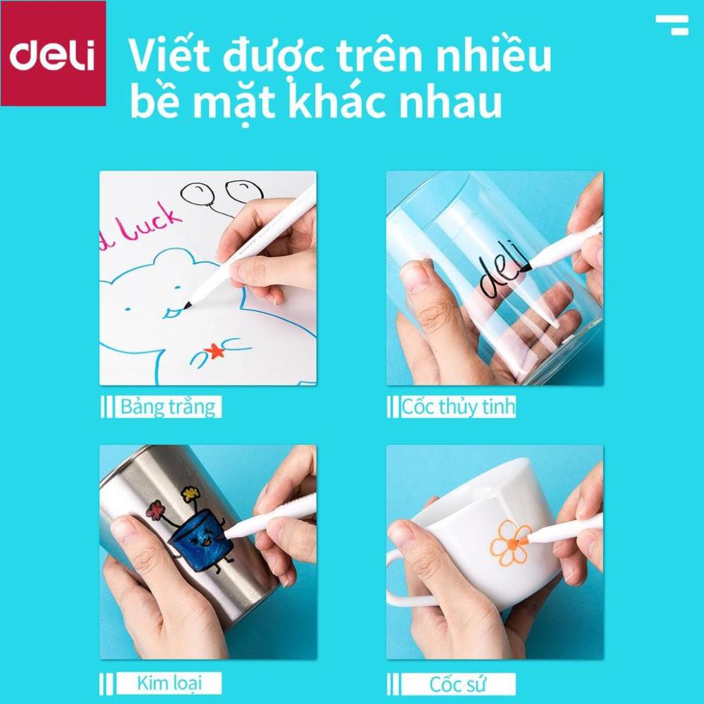 Bút dạ đa năng Deli - 8/12 màu - Viết trên nhiều chất liệu - 1 hộp - S504 / S506 [Deli]