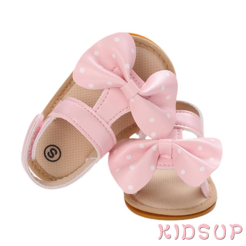 Xăng đan Da PU Họa Tiết Chấm Bi Cho Bé Gái 1 Tuổi Tập Đi