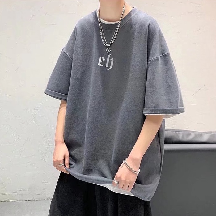 Áo Thun Tay Ngắn Cổ Tròn In Chữ Phong Cách Hàn Quốc Thời Trang Cho Nam