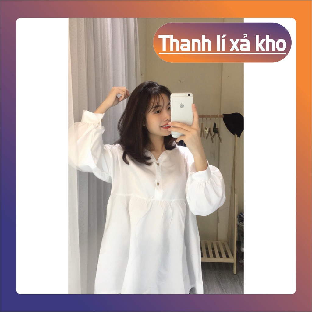 [FREESHIP_Xả kho] [XẢ KHO_FREESHIP]  Áo baby doll cúc gỗ tay bồng chất thô mềm mát rẻ đẹp thời trang siêu yêu trẻ trung