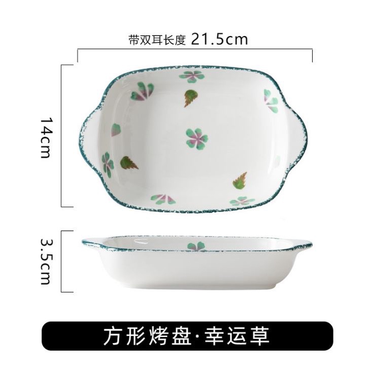 Bộ bát đĩa khay sứ phong cách Bắc Âu decor trắng hoa nhí xanh trang trí bàn ăn