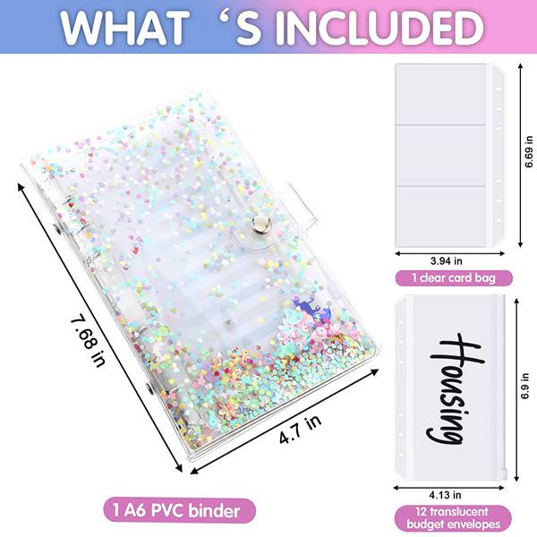 Sổ Tay A6 Bìa PVC Chống Thấm Nước 6 Vòng Tiện Dụng Màu Sắc Holographic