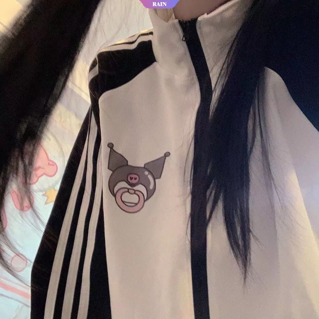 Áo Khoác Bóng Chày Hoạt Hình Sanrio Hello Kitty Kuromi Có Dây Kéo Dáng Rộng Phong Cách Ngọt Ngào Thời Trang Xuân Thu [RAIN]