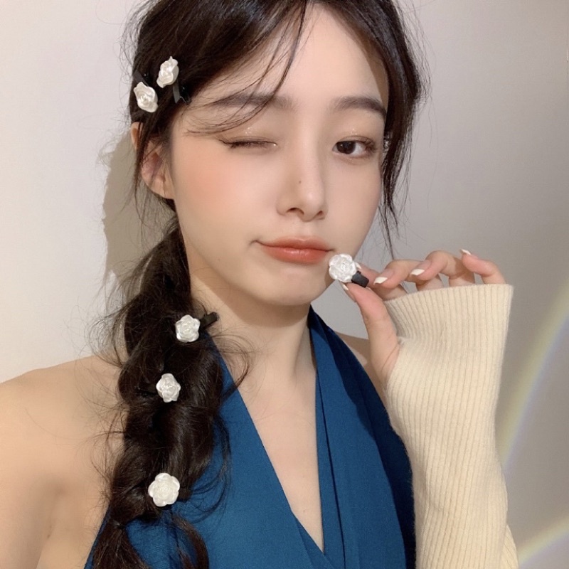 Kẹp tóc hoa trà màu trơn dễ thương Loli