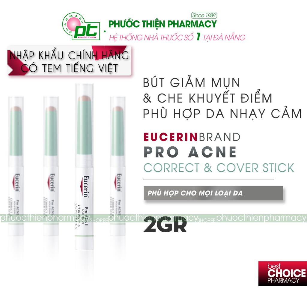 Bút Giảm Mụn &amp; Che Khuyết Điểm Eucerin ProAcne Correct &amp; Cover Stick 2g