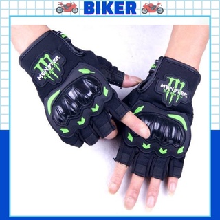 Găng tay monster cụt có gù, hở ngón đi xe máy