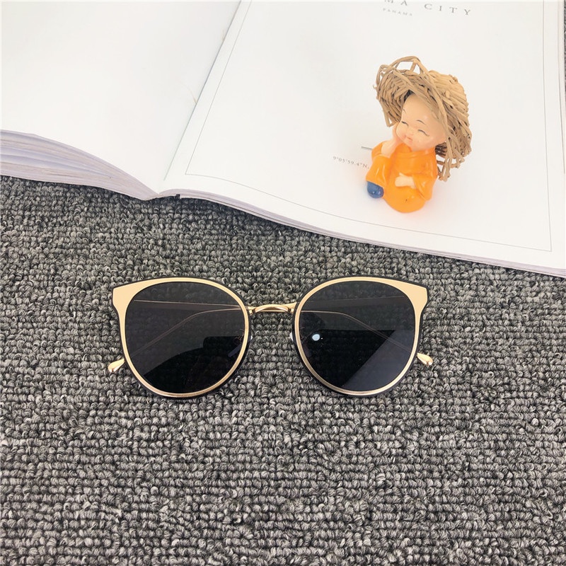 Kính Mát Mắt Mèo Gọng Kim Loại Thiết Kế Thời Trang Hàn Quốc