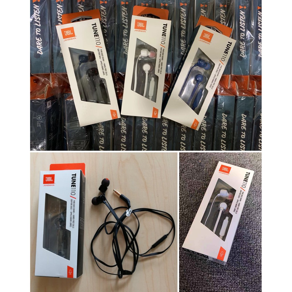 Tai Nghe Nhét Tai JBL T110 Có Micro Jack 3.5mm Âm Thanh Sống Động Cho ios iPhone Android Huawei / Xiaomi / oppo / vivo / Samsung