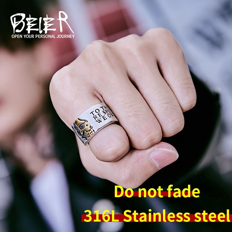 Nhẫn thép không gỉ hình đầu lâu phong cách Gothic cá tính cho nam