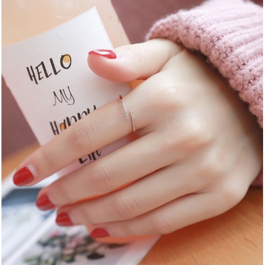 [FreeShip] Nhẫn nữ titan đá hở thời trang J5-206 - CAM KẾT KHÔNG BAY MÀU