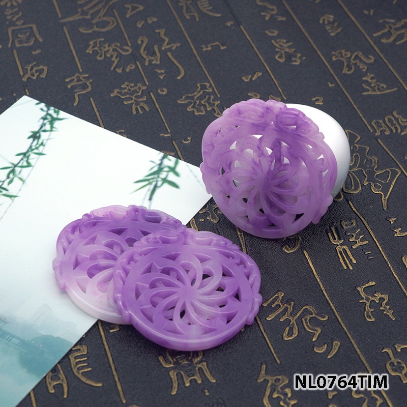 Ngọc bội resin họa tiết tròn 53mm nguyên liệu làm trâm làm trang sức cổ trang việt phục