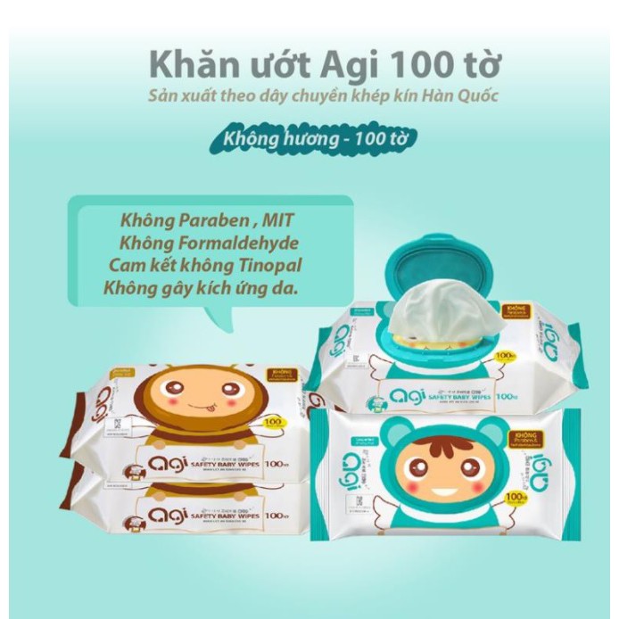 Khăn ướt Agi không mùi 80/100 tờ