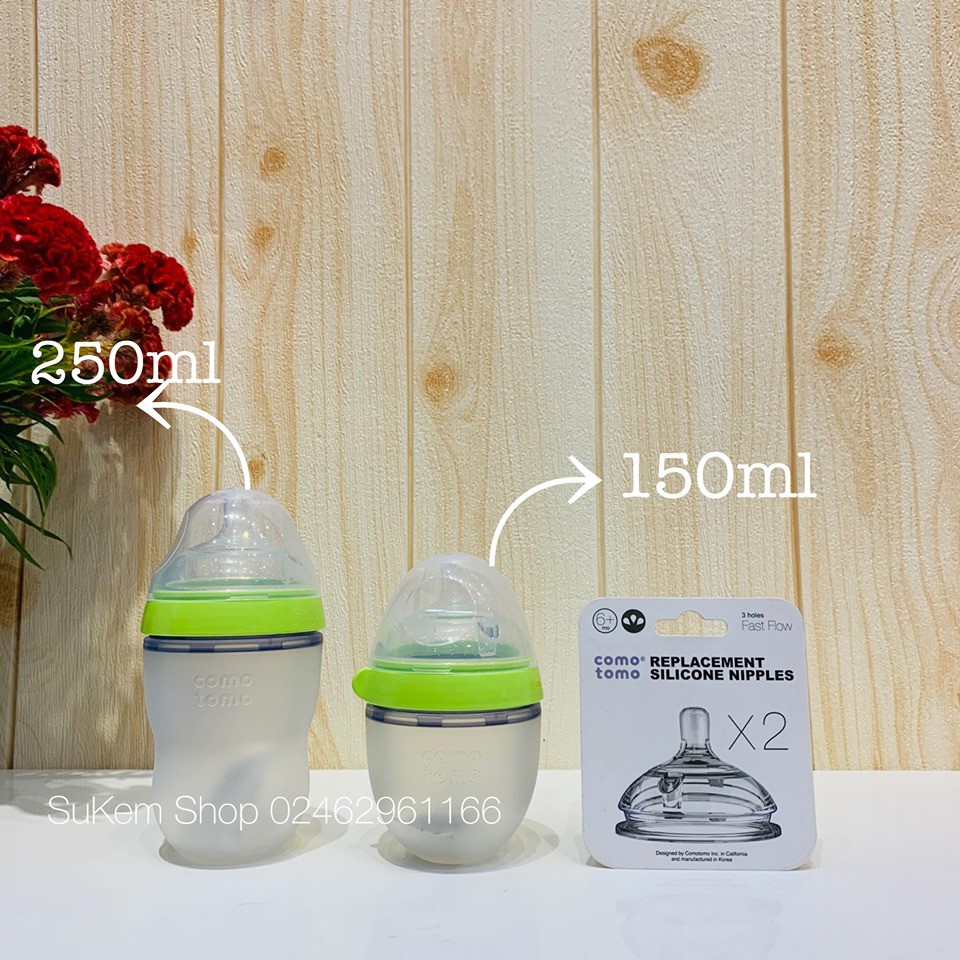 Bình Sữa Comotomo silicon Hàn Quốc siêu mềm cao cấp 150ML/250ML