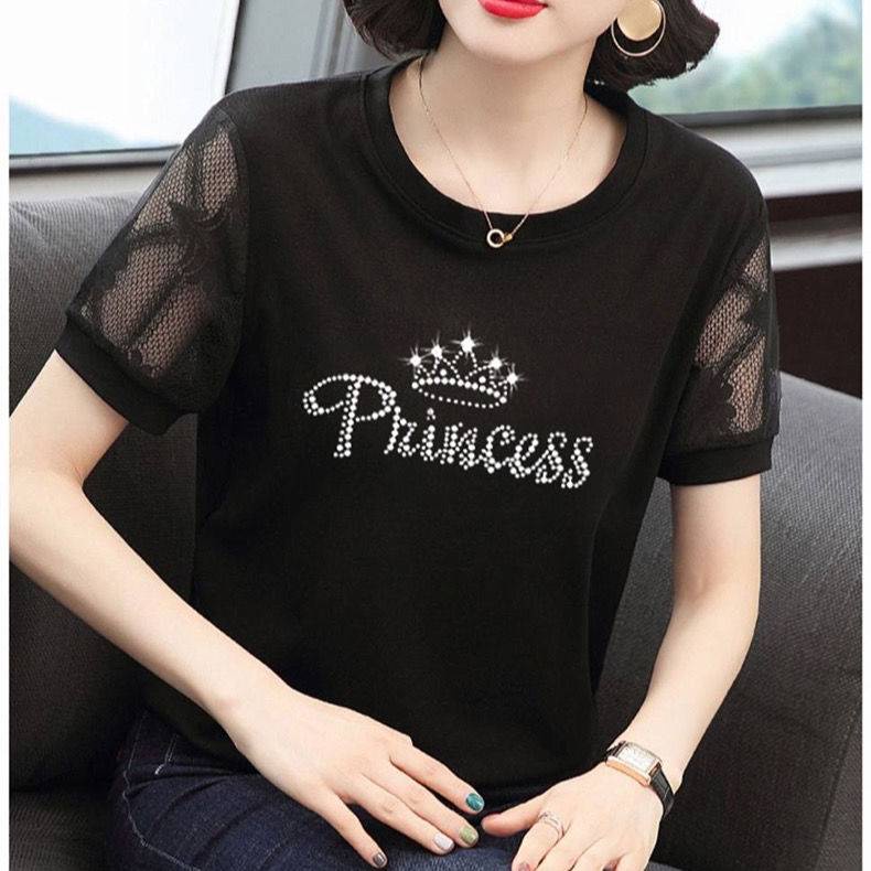 Áo Thun Tay Ngắn Màu Đen Chất Liệu Chiffon Cao Cấp Thời Trang