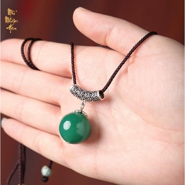 VC051 vòng cổ đính đá hạt màu xanh là và bạc thái