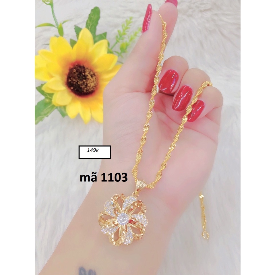 Dây chuyền xoắn mặt hoa mai, mạ vàng 18k-Trang sức cao cấp