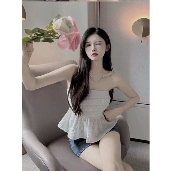 Áo ống xếp ly babydoll siêu nữ tính vải cao cấp mềm rũ - 25 Store