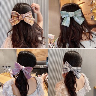 Kẹp tóc nơ caro Hàn Quốc bản to phụ kiện tóc dành cho nữ C10