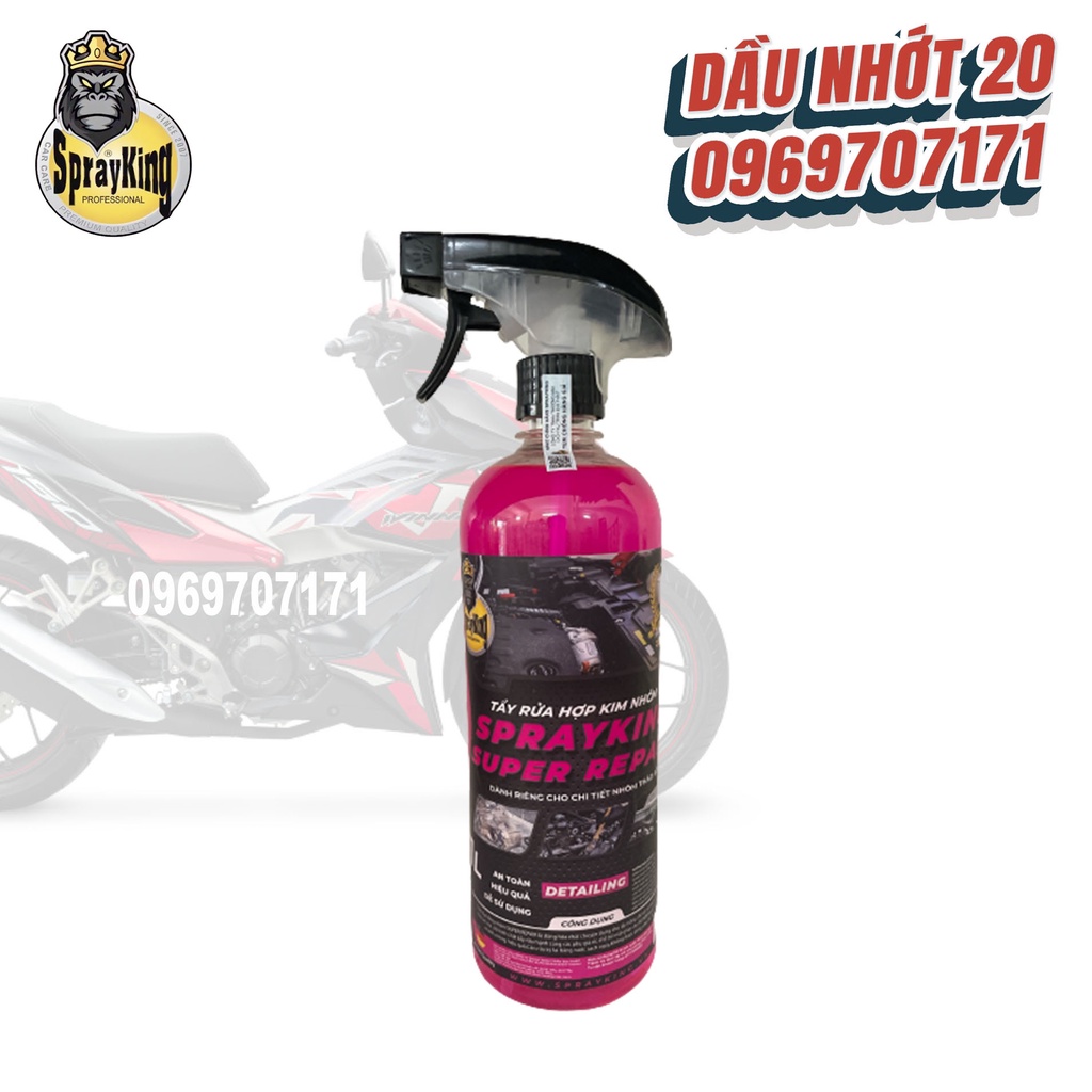 Chai xịt tẩy rửa hợp kim nhôm, tẩy lốc máy, đầu bò, dàn chân xe máy SprayKing REPAIR 1000ml