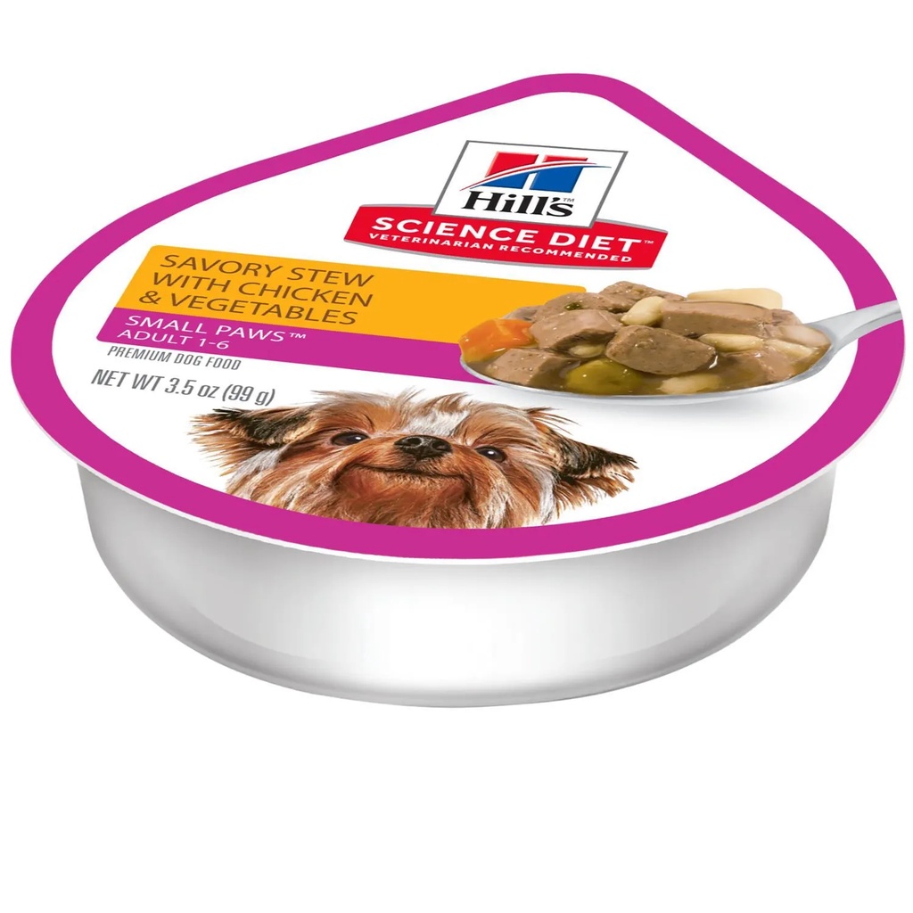 99g - Pate Thịt hầm Hill's Science Diet dành cho Chó giống nhỏ trưởng thành Hương vị Thịt gà &amp; Rau, Thịt bò &amp; rau