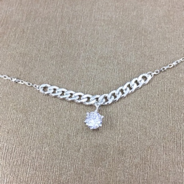 Lắc chân lắc tay thật viên đá nhân tạo 6li kiểu dáng cá tính bạc chuẩn NGỌC MẬU